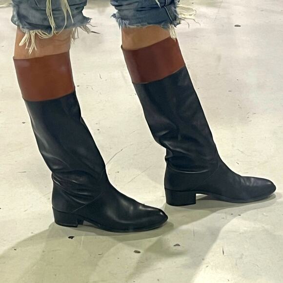 Lord and Taylor Riding boot split color black and brown leather 8